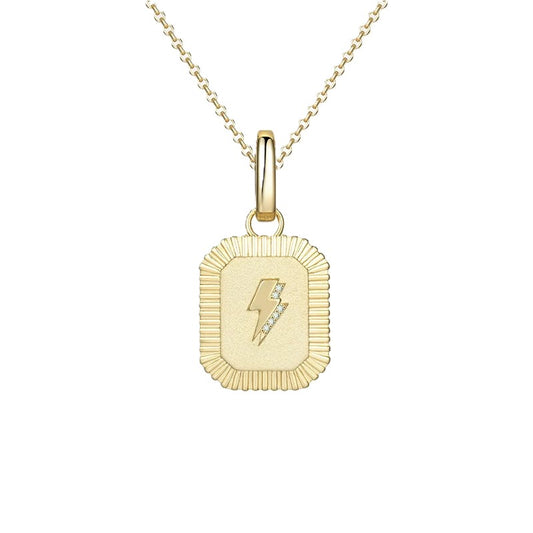 Sterling Silver Lightning Shield Necklace