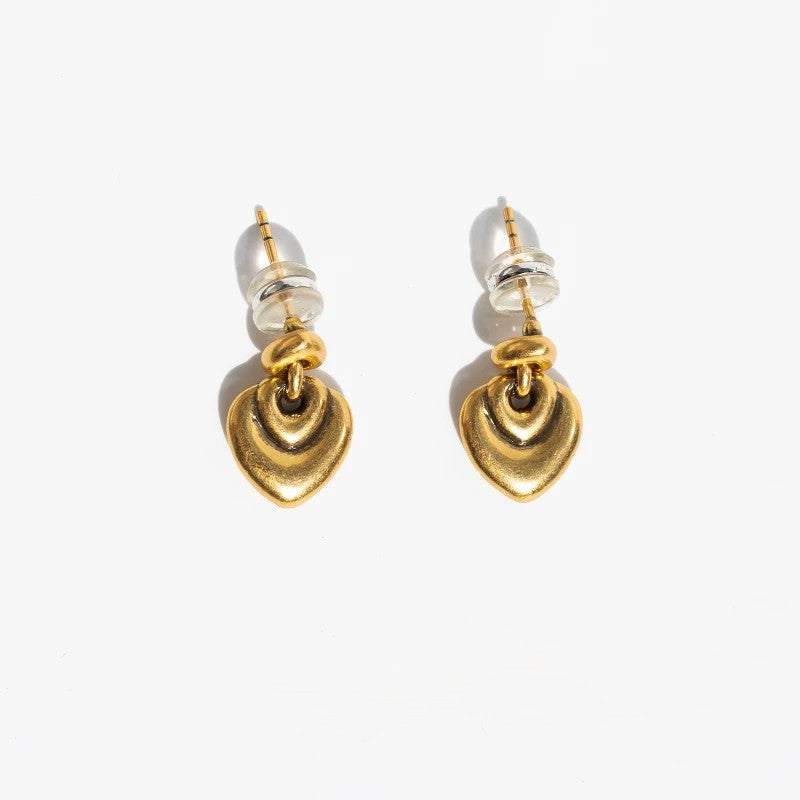 Sterling Silver Distressed Heart Earrings