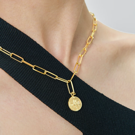 Sterling Silver Paperclip Coin Necklace