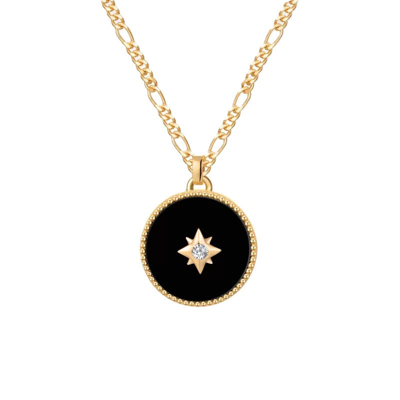 Declaras Natural Black Onyx Heart Necklace with Double Gold Frame