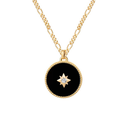Declaras Natural Black Onyx Heart Necklace with Double Gold Frame