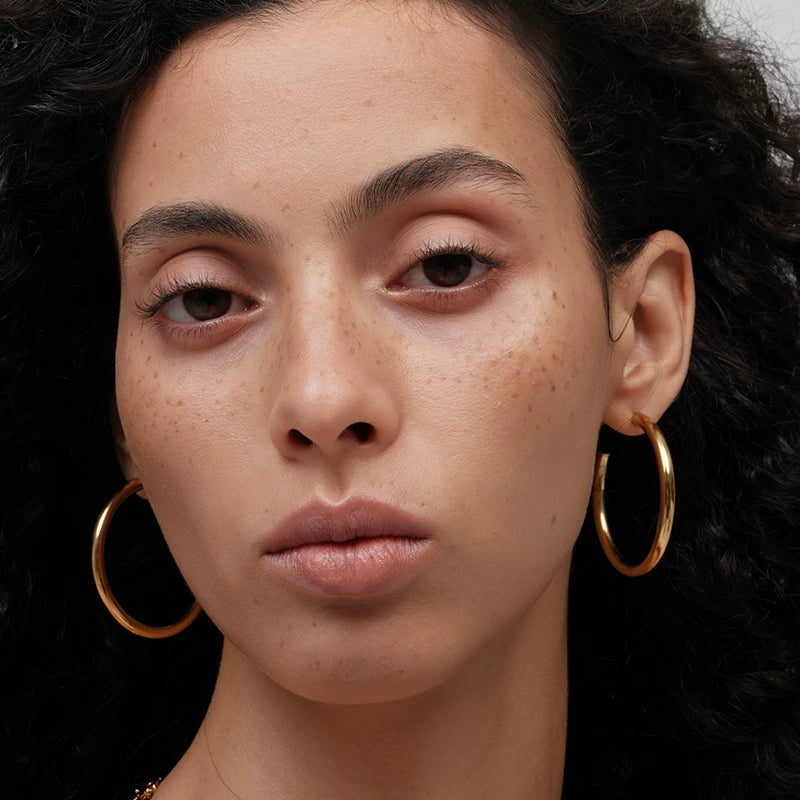 18K Gold Vermeil Sterling Silver Minimalist Smooth C-Shaped Hoop Earrings | Declaras