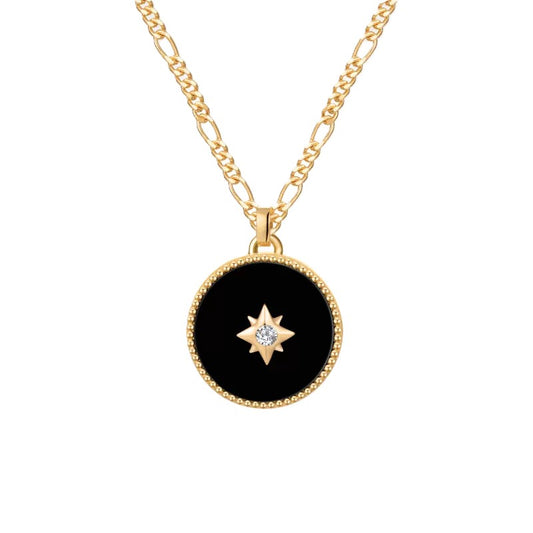 Sterling Silver Black Agate Lucky Star Necklace