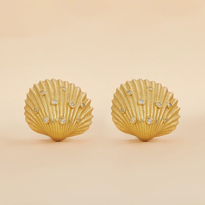 Sterling Silver Shell Earrings Plated With 18K Gold
