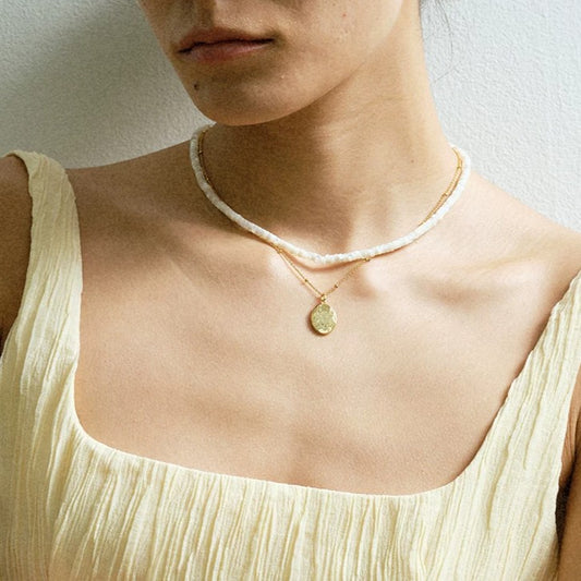Sterling Silver White Mother-Of-Pearl Stacked Necklace