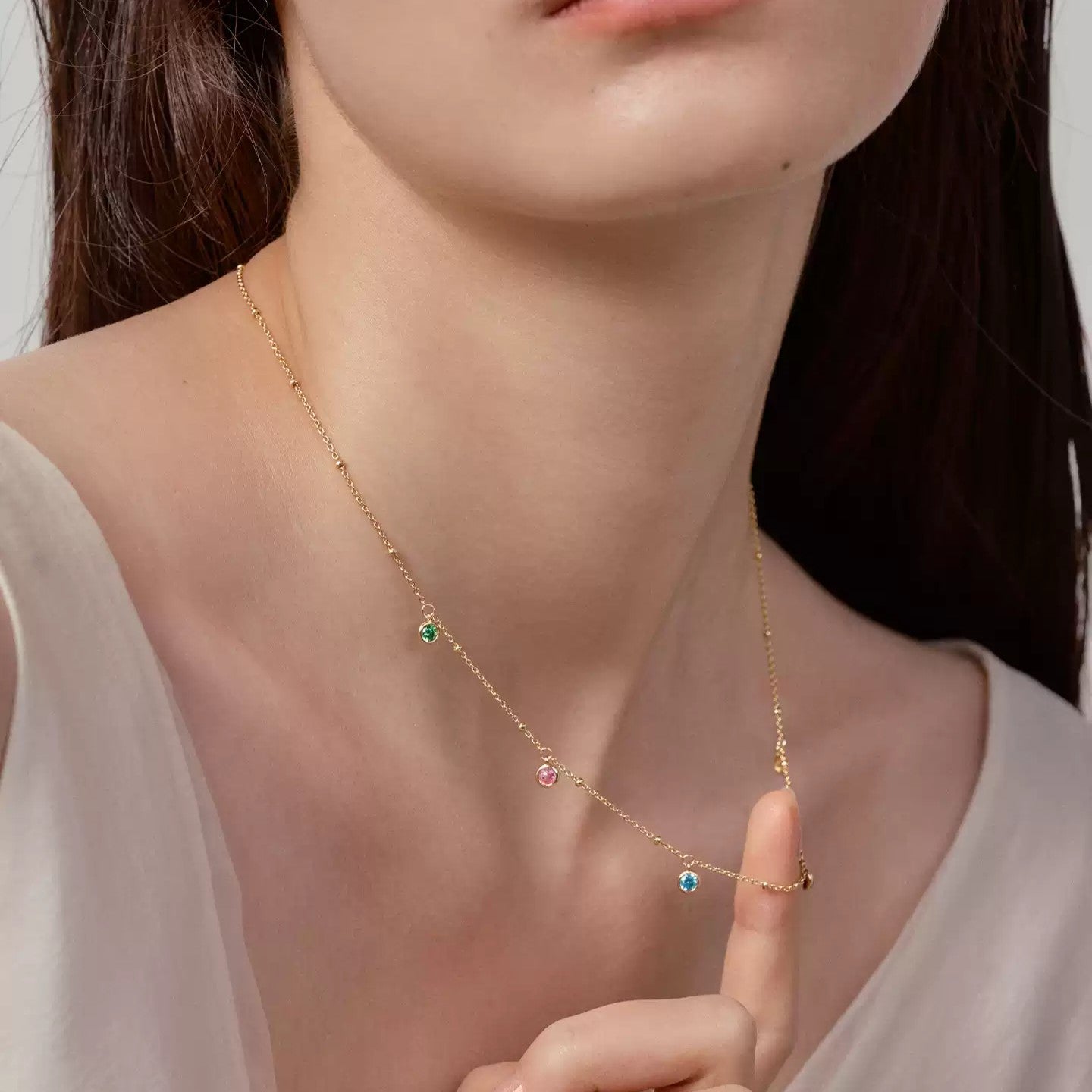 Sterling silver colored zircon necklace