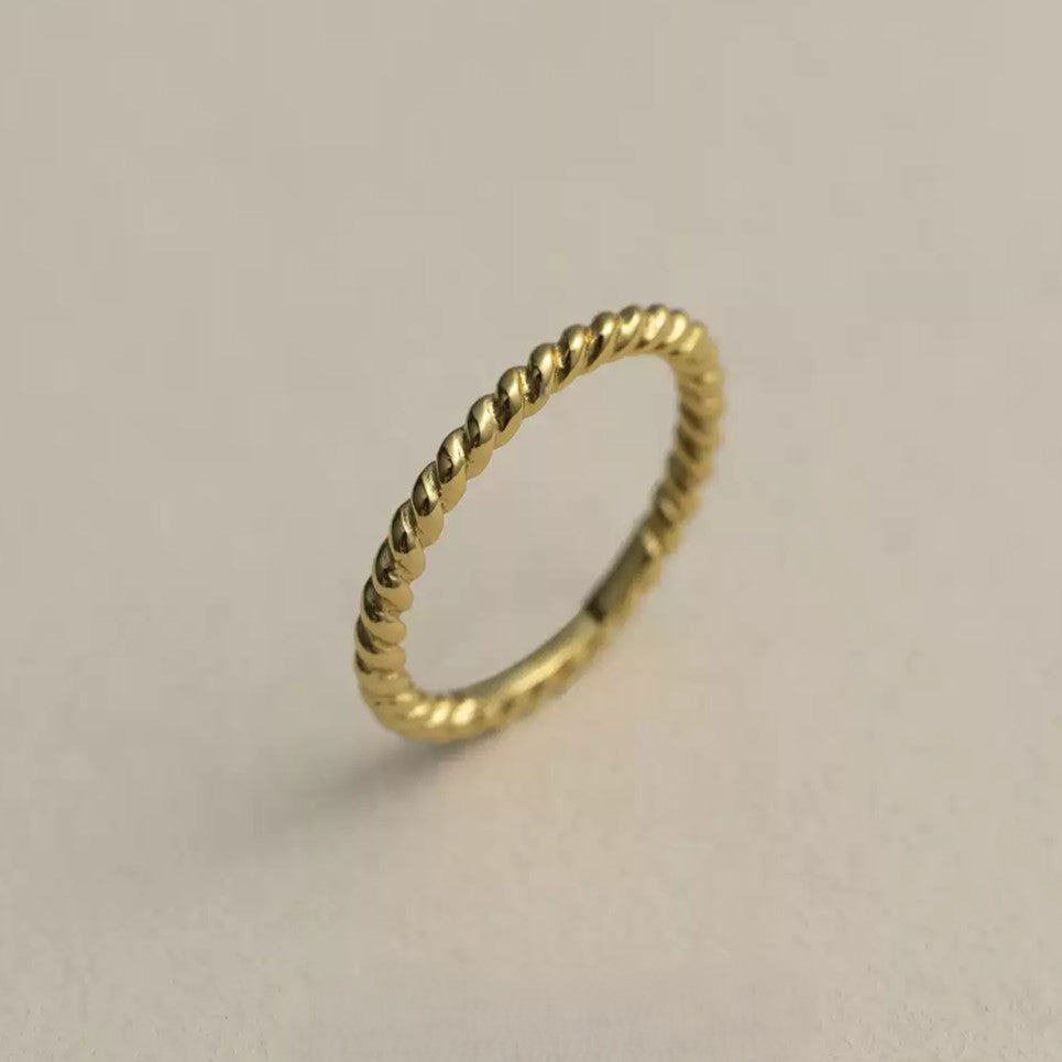 Sterling Silver Plated with 18K Gold Twisted Braid Ring