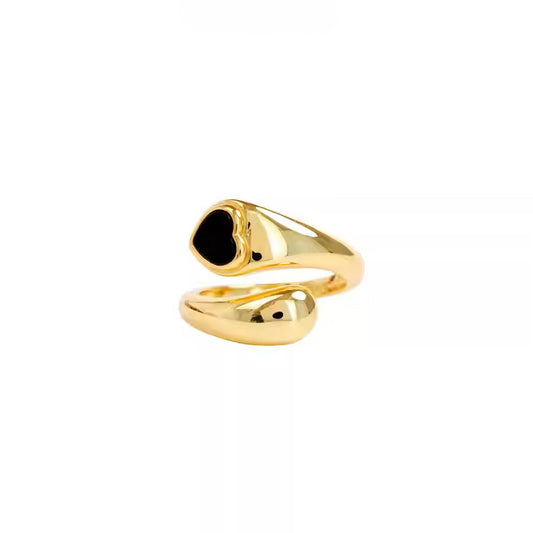 Sterling Silver Natural Black Agate Ring