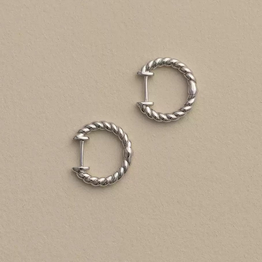 Sterling Silver Plated with 18K Gold Twisted Braid Earrings