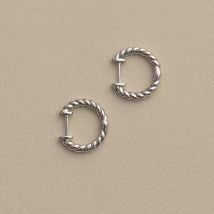 Sterling Silver Plated with 18K Gold Twisted Braid Earrings