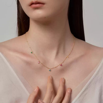 Sterling silver colored zircon necklace