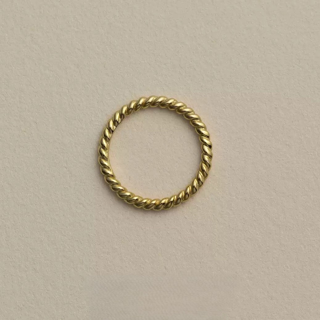 Sterling Silver Plated with 18K Gold Twisted Braid Ring