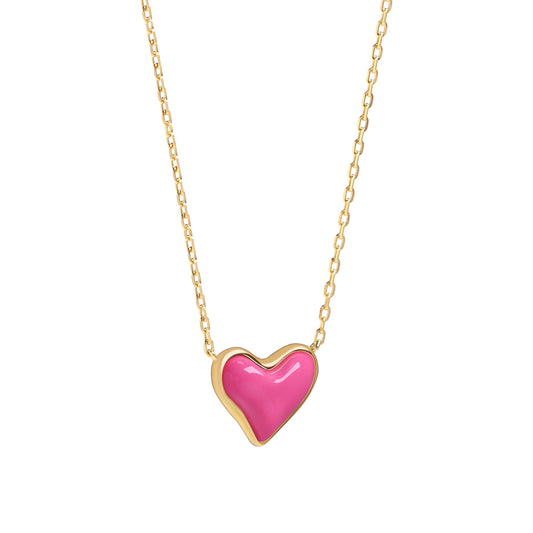Sterling silver colored enamel heart necklace
