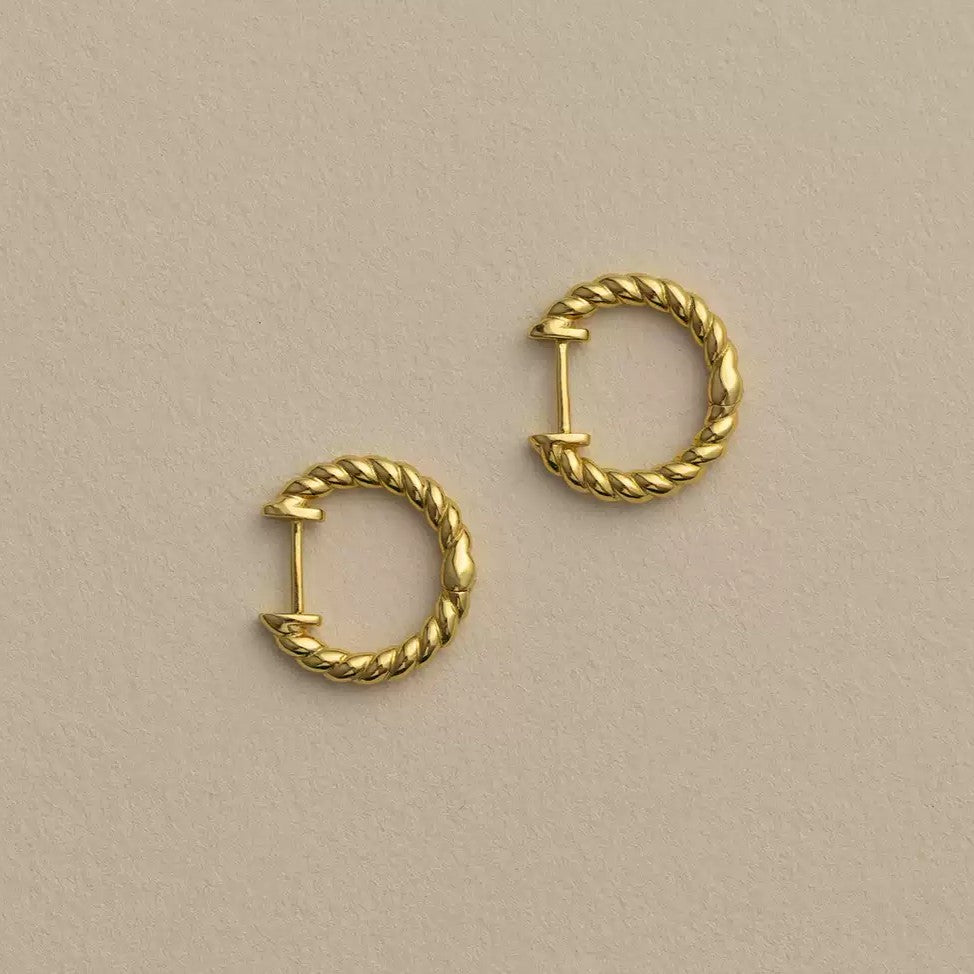 Sterling Silver Plated with 18K Gold Twisted Braid Earrings