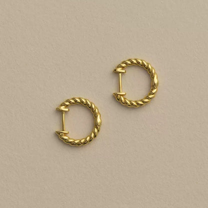 Sterling Silver Plated with 18K Gold Twisted Braid Earrings