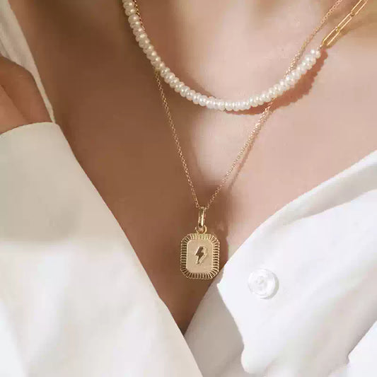 Sterling Silver Lightning Shield Necklace