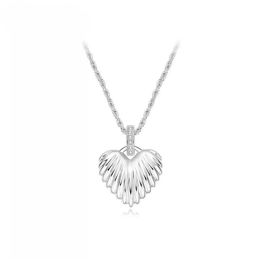 Sterling Silver Angel Wings Heart-Shaped Necklace