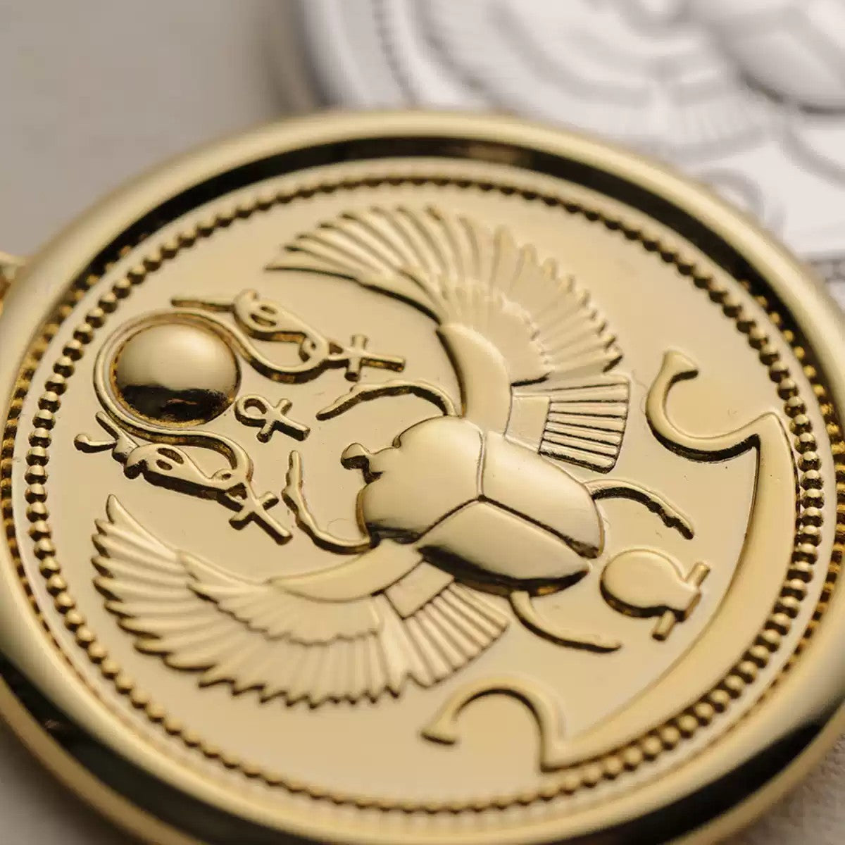 18K Gold & Silver Vermeil Scarab Beetle Necklace | Ancient Egyptian Amulet Coin Pendant | Declaras