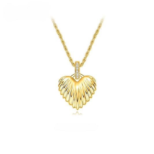 Sterling Silver Angel Wings Heart-Shaped Necklace