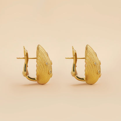 Sterling Silver Shell Earrings Plated With 18K Gold