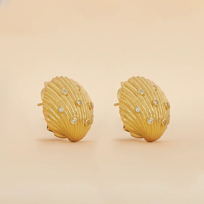 Sterling Silver Shell Earrings Plated With 18K Gold