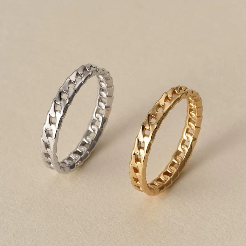 Sterling Silver Woven Chain Ring