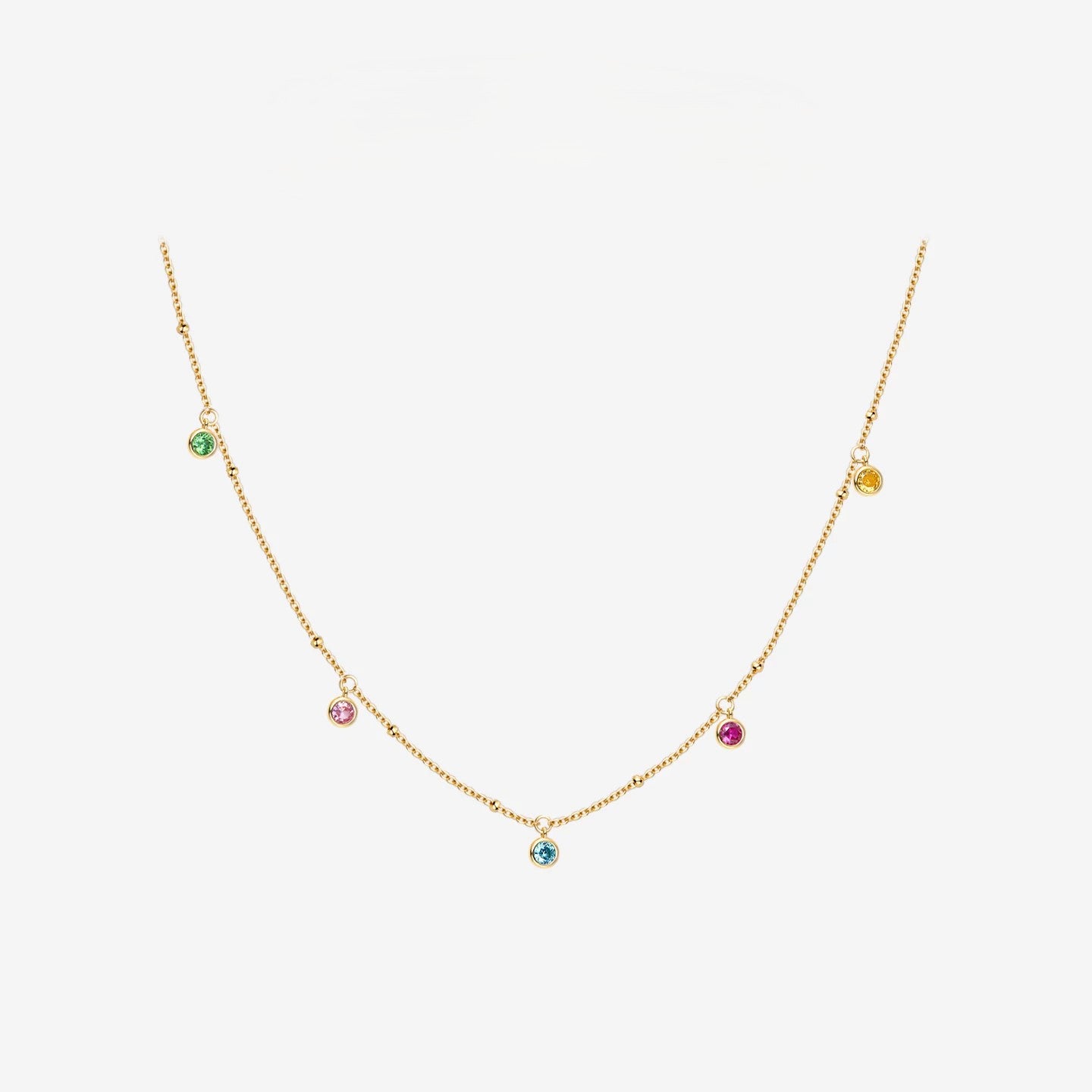 Sterling silver colored zircon necklace