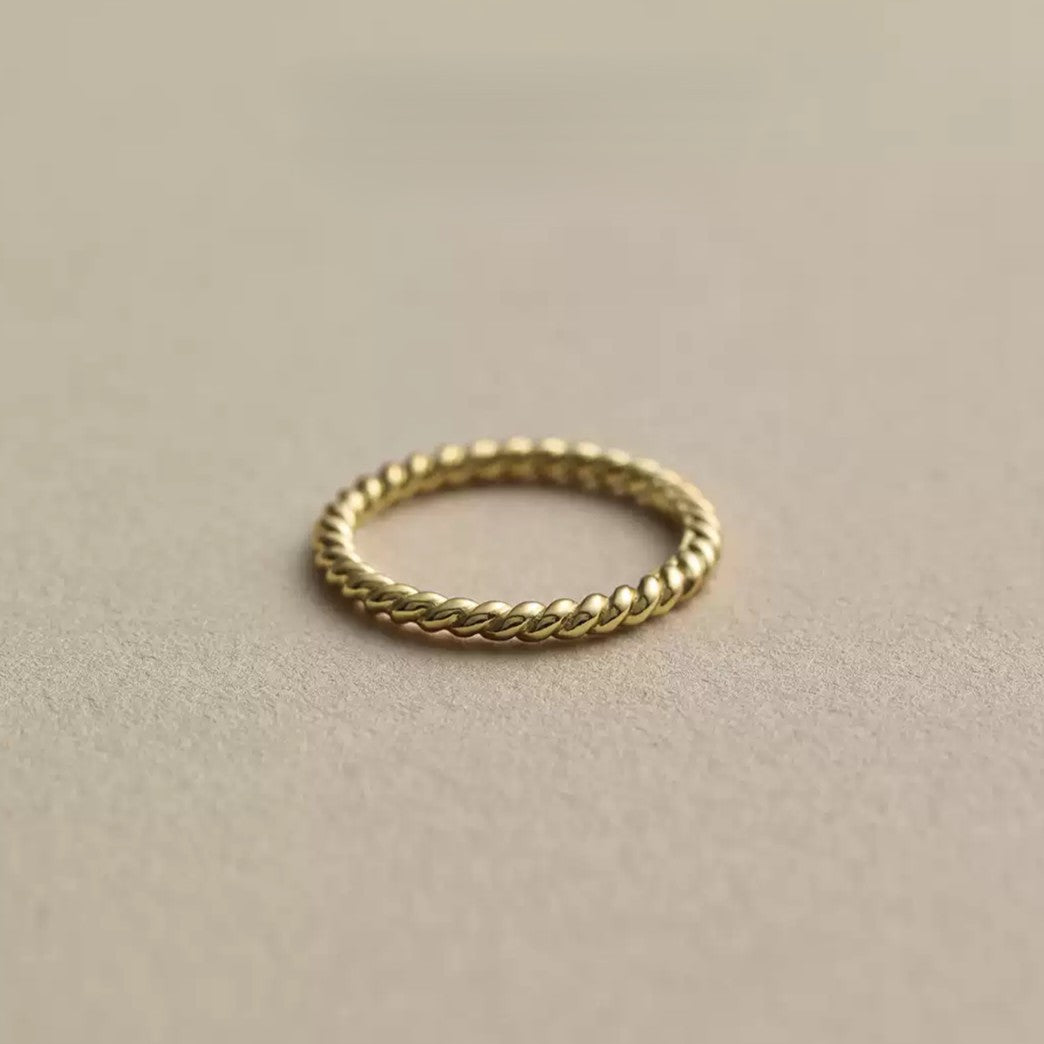 Sterling Silver Plated with 18K Gold Twisted Braid Ring