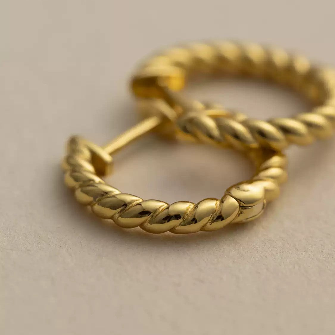 Sterling Silver Plated with 18K Gold Twisted Braid Earrings