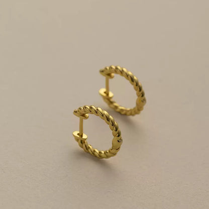 Sterling Silver Plated with 18K Gold Twisted Braid Earrings