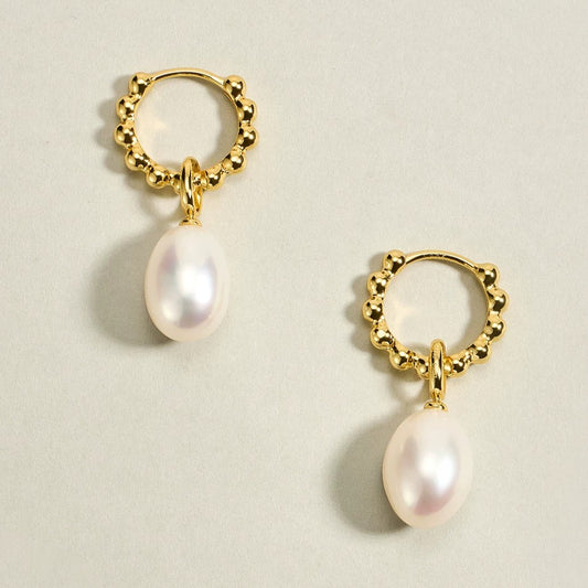 Sterling Silver Oval Pearl Earrings