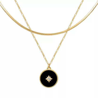 "DAY AND NIGHT" 18K Gold Vermeil Sterling Silver Black Onyx Starburst Medallion Necklace | Declaras