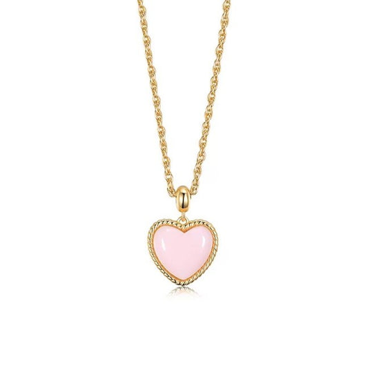 Sterling Silver Pink Opal Heart Necklace