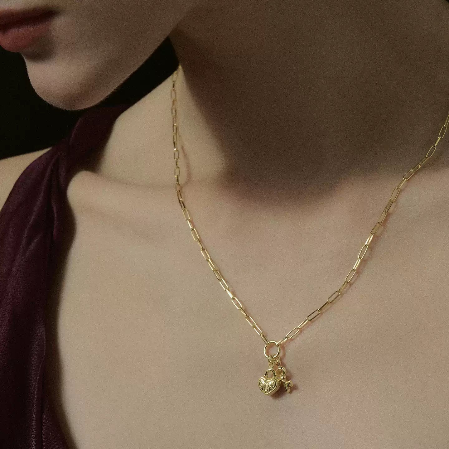 Sterling Silver Heart And Key Necklace